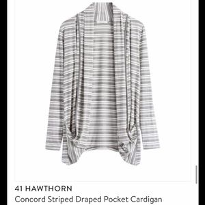 41 Hawthorne Striped Draped Pocket Cardigan